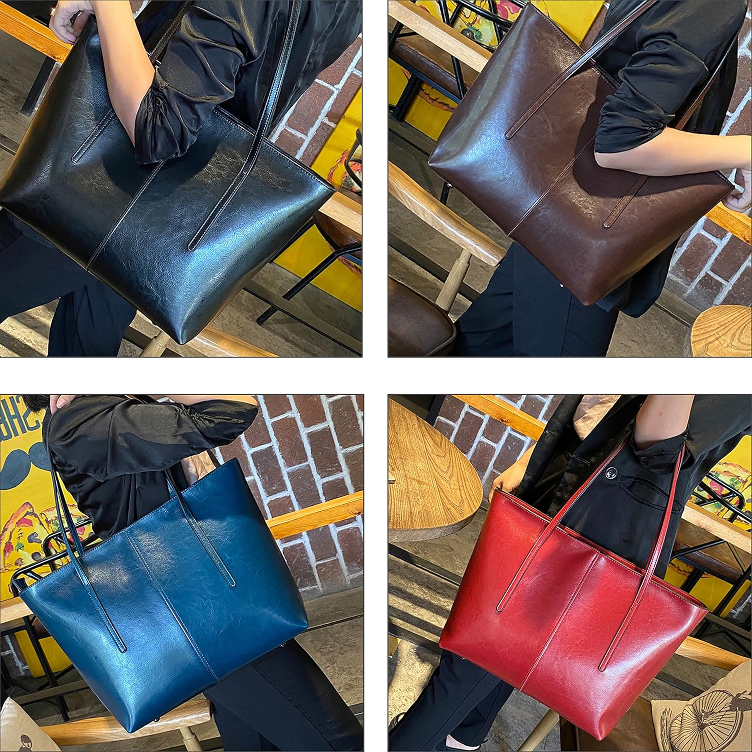 Women'S Soft Faux Leather Tote Shoulder Bag, Big Capacity Tassel Handbag - Image 7