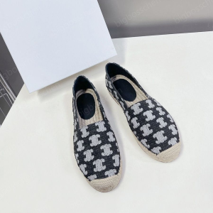 Top Embroidered Lettering Linen Slip on Espadrilles Shoes JUTE Sole Spring Flats Loafers Hand Made Luxury Designer Shoe for Women Casual Luxe Factory Vacation Shoes