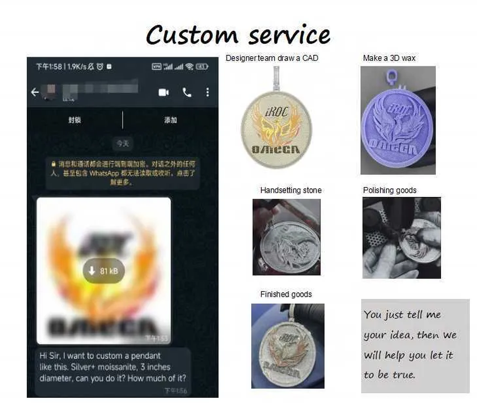 Factory Custom Hip Hop Photo Pendant Moissanite Baguette Cut Lab Diamonds Iced Out Pendant as a Gift - Image 5