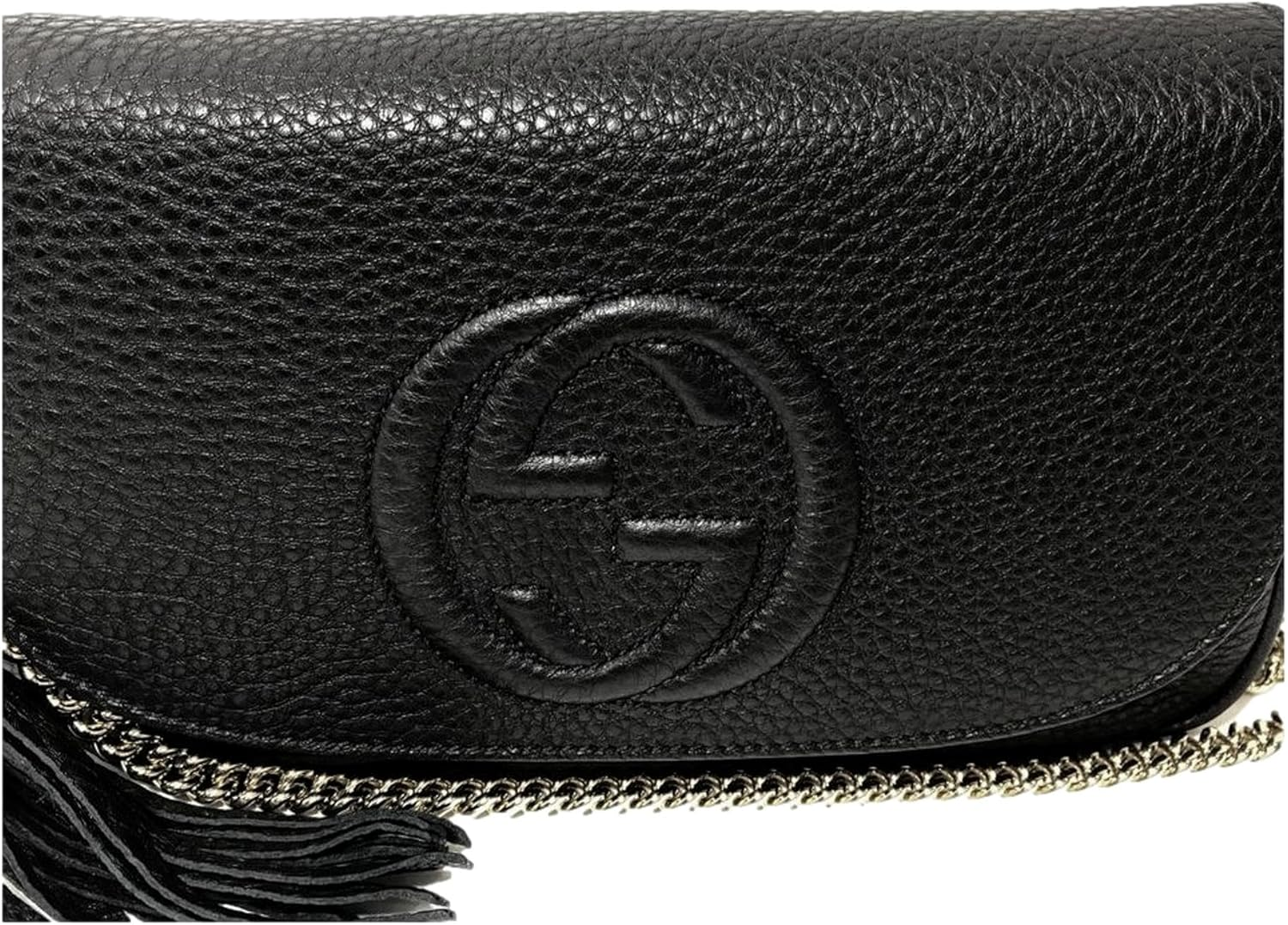 Soho Leather Flap Shoulder Bag Black Gold Tassel New Authentic - Image 3