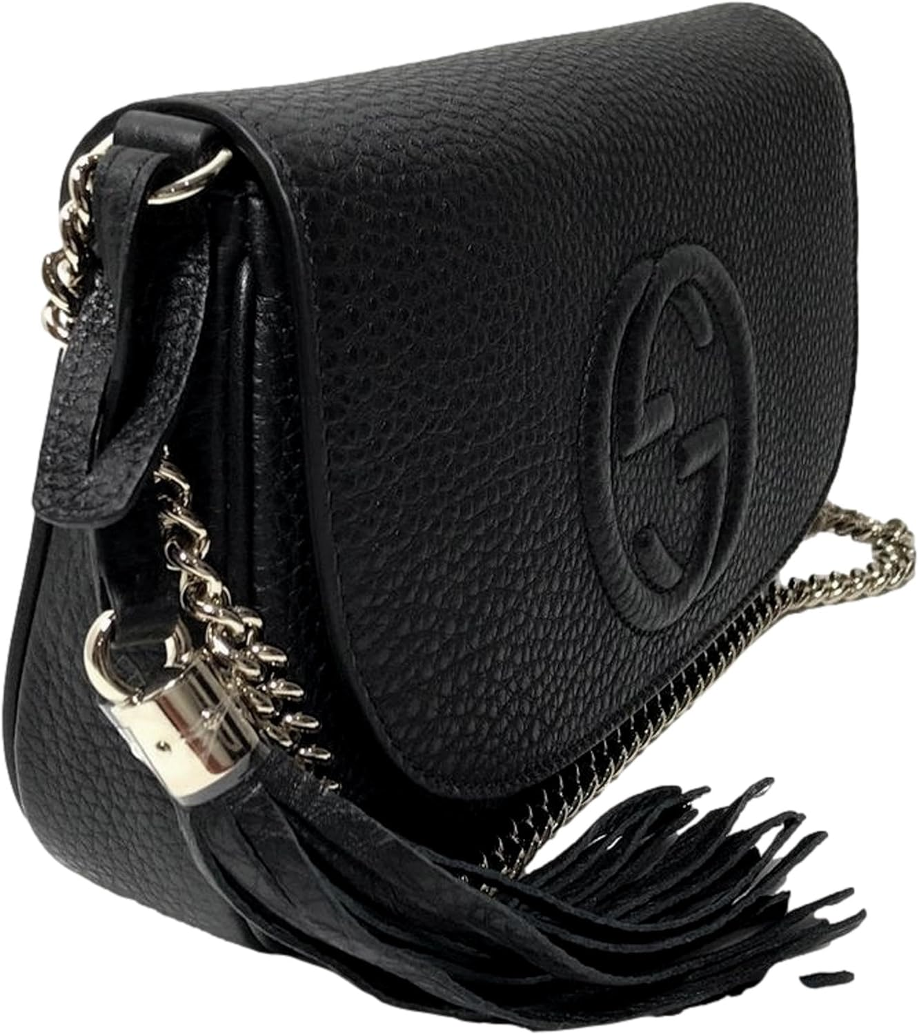 Soho Leather Flap Shoulder Bag Black Gold Tassel New Authentic - Image 4
