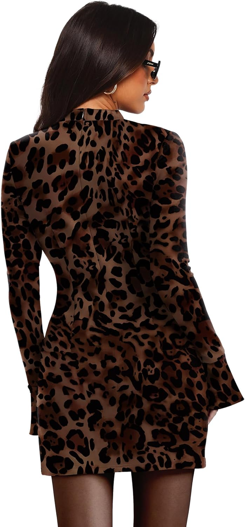 Women'S Fall Long Sleeve Mock Neck Dress Basic Party Club Bodycon Mini Dresses - Image 4