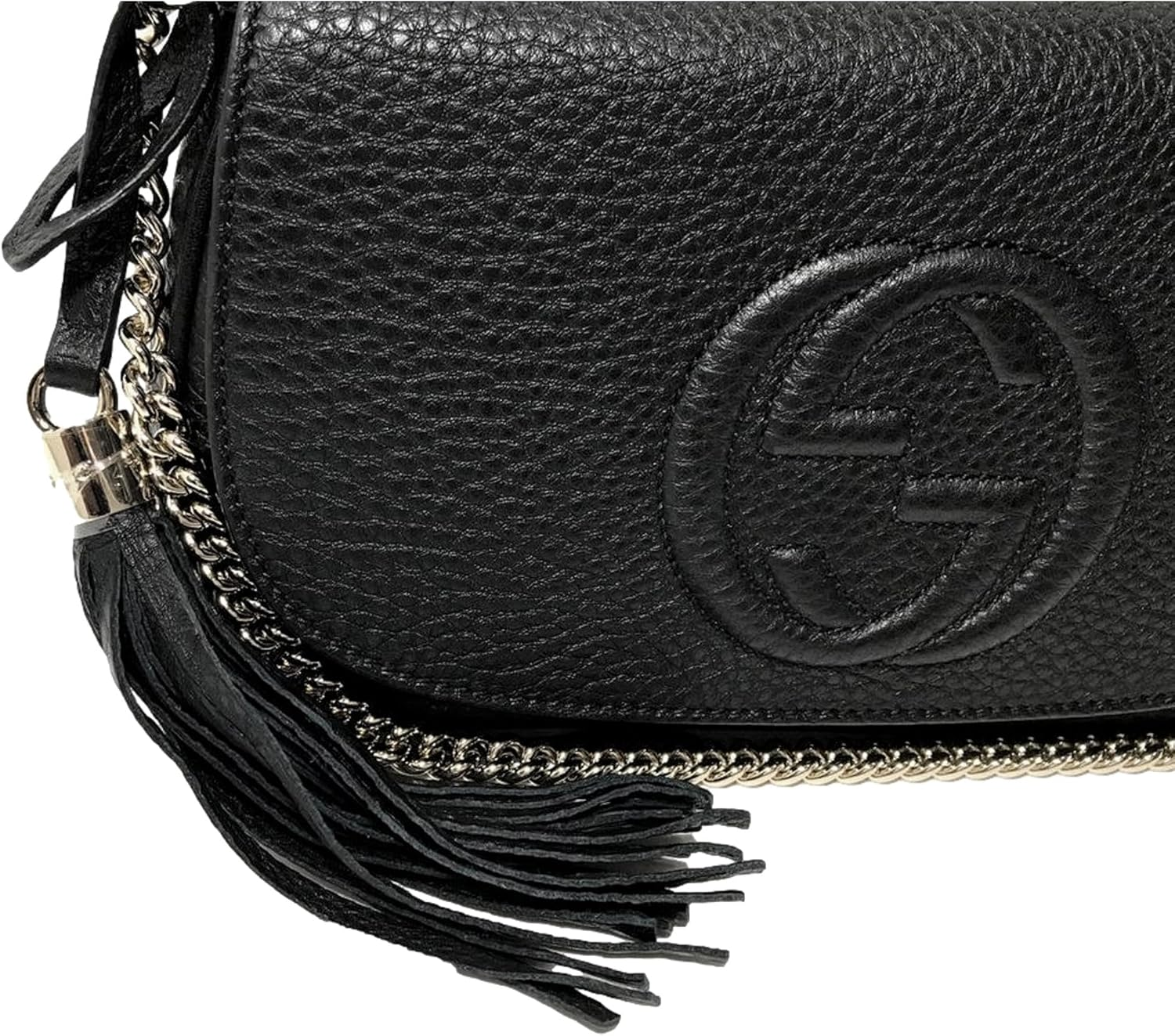 Soho Leather Flap Shoulder Bag Black Gold Tassel New Authentic - Image 2
