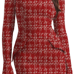 Women'S Fall Long Sleeve Mock Neck Dress Basic Party Club Bodycon Mini Dresses