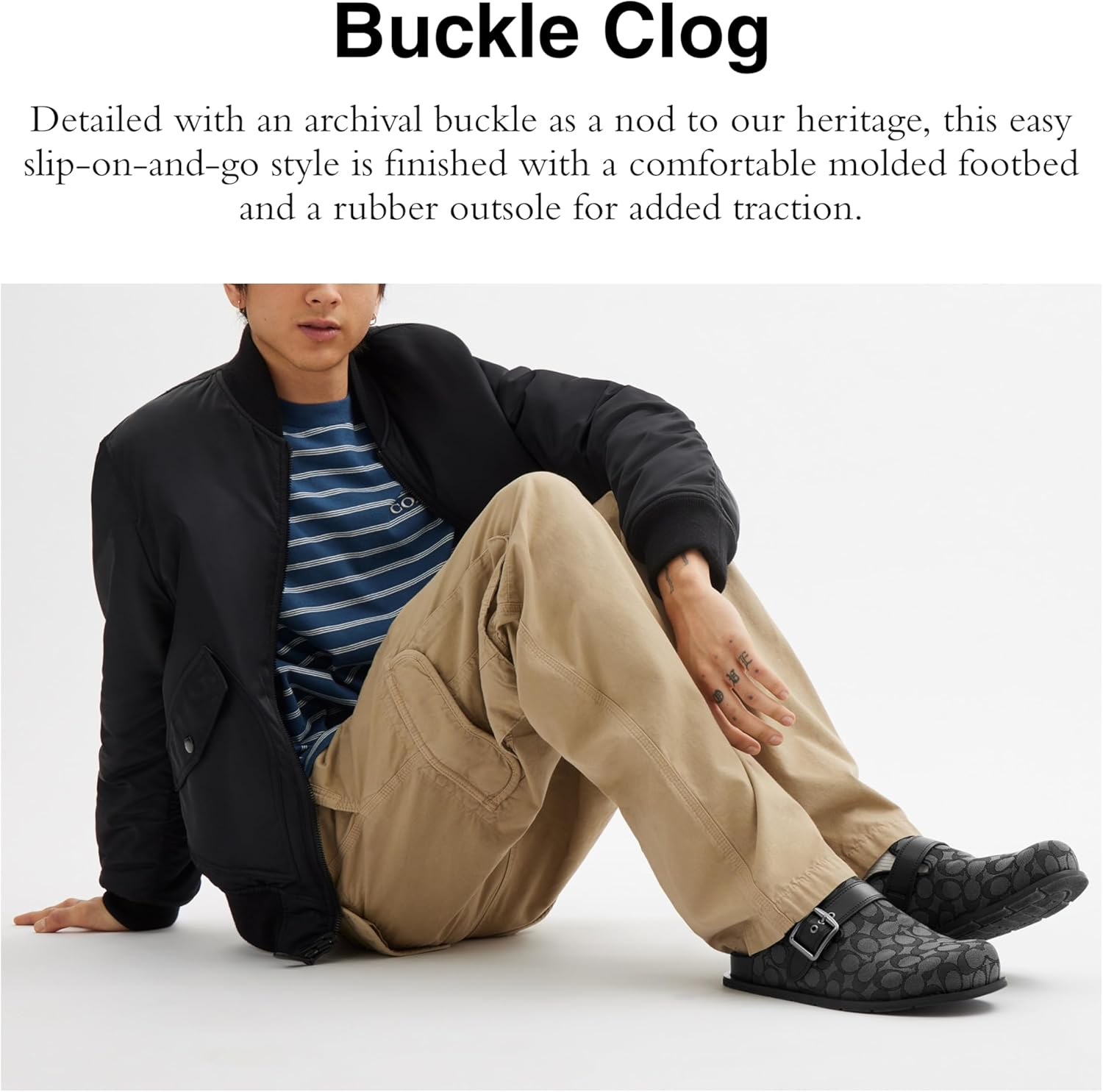 Mens Buckle Clog in Signature Jacquard - Image 2