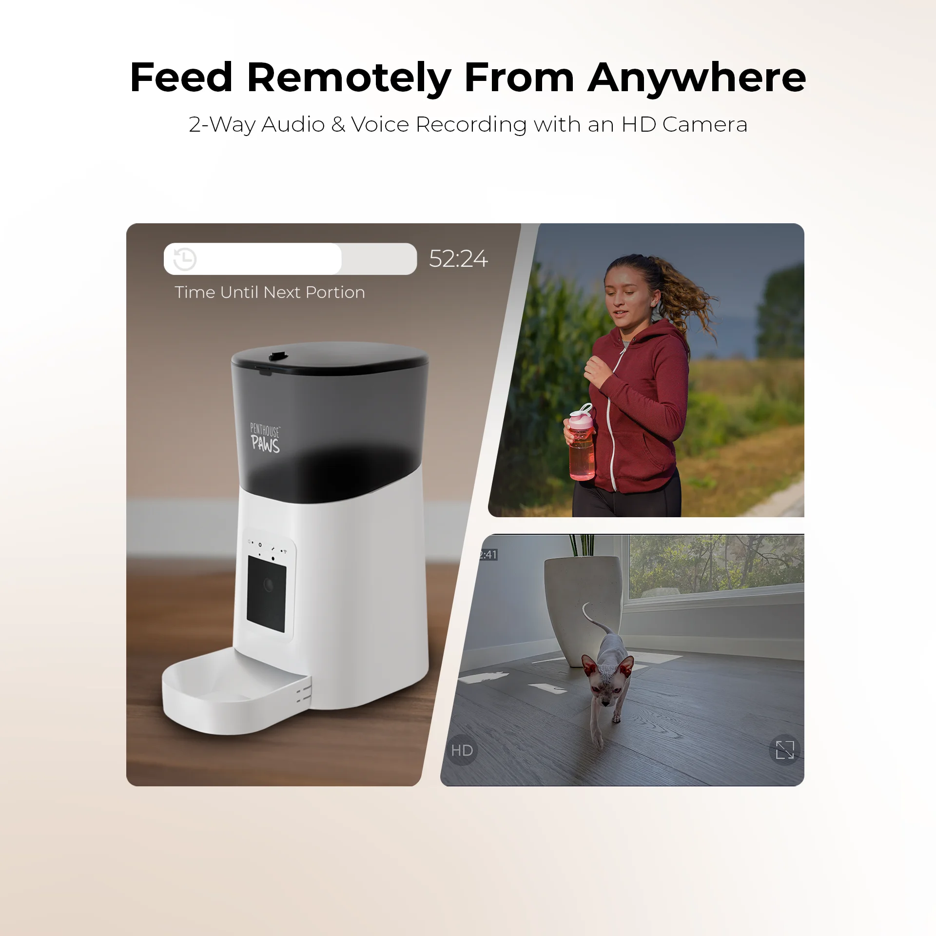 Smart HD Feeder, Automatic Pet Food Dispenser, 6L, 1080P Camera, 2-Way Audio, Backup Power, 15 Meals/Day, White, for Cat & Dog - Image 5