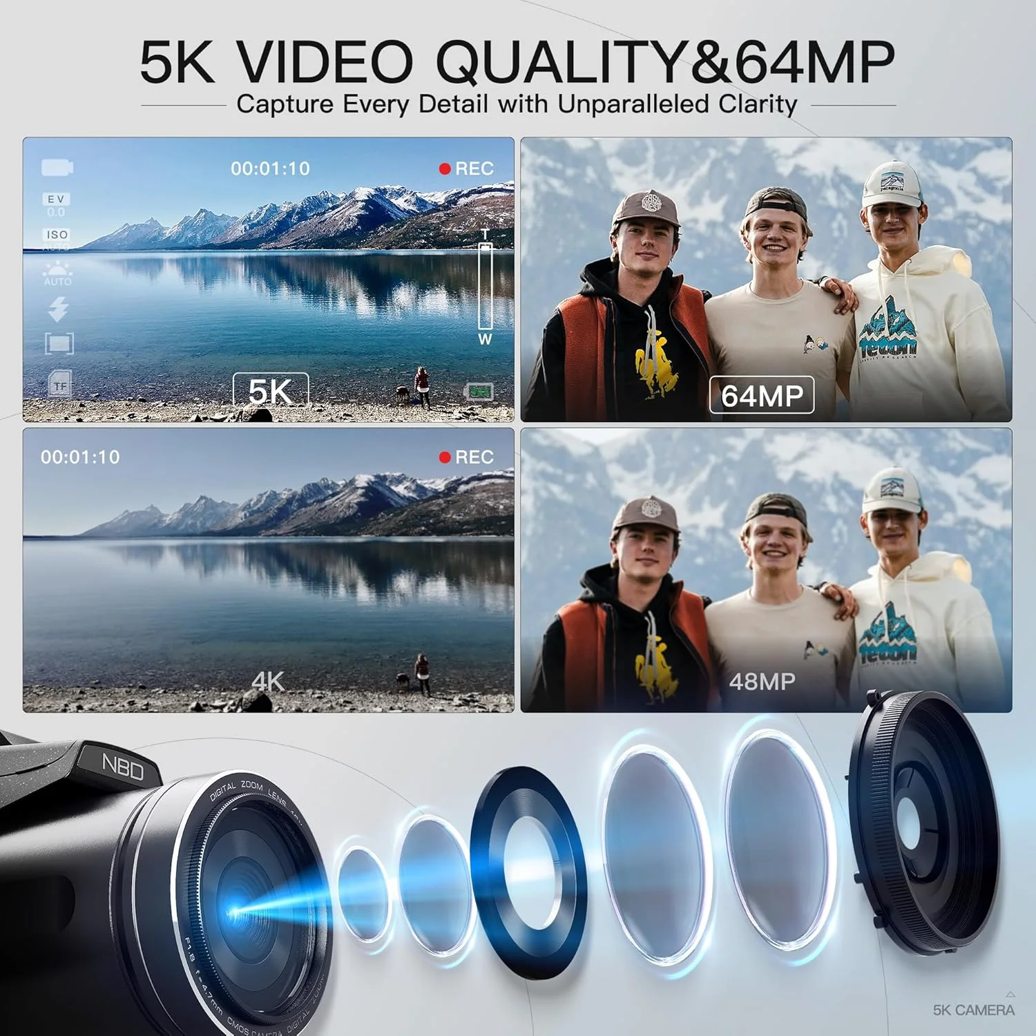Digital Camera for Photography,4K 64MP Video Camera with 16X Digital Zoom and 32GB SD Card Black - Image 3