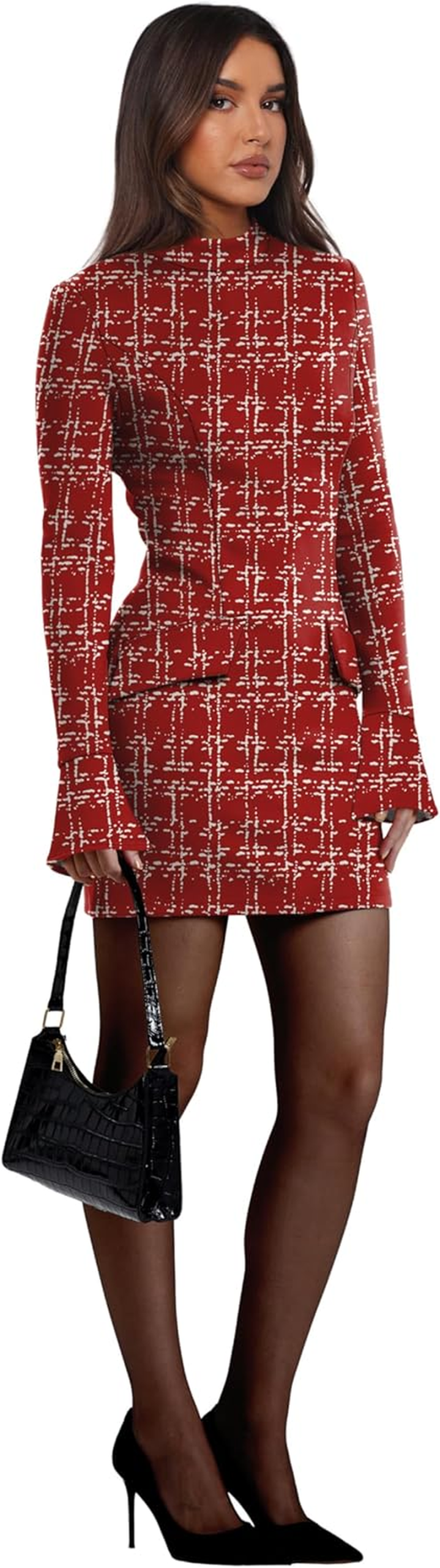 Women'S Fall Long Sleeve Mock Neck Dress Basic Party Club Bodycon Mini Dresses - Image 3