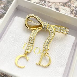 Premium Rhinestone Bow Ribbon Brooch