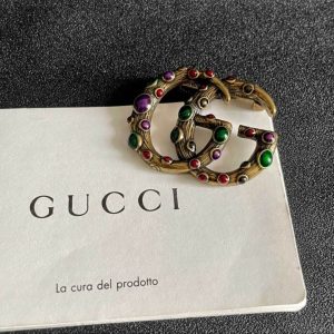 Premium Crystal Double G Brooch