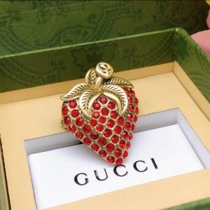 Premium Crystal Strawberry Brooch