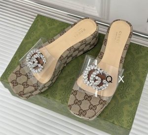 Premium Monogram Crystal Wedge Sandal