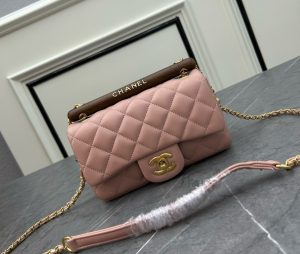 Premium Wood Top Handle Flap Bag