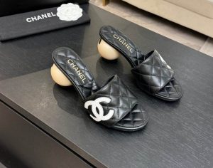 Premium Leather Quilted Pearl Heel Mules
