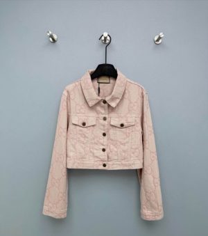 Premium Cropped Monogram Denim Jacket